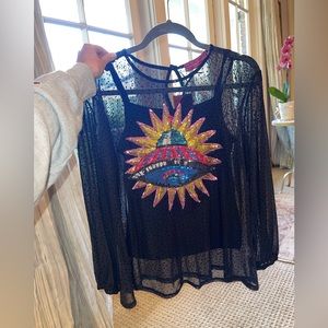 Sheer space blouse with tank top